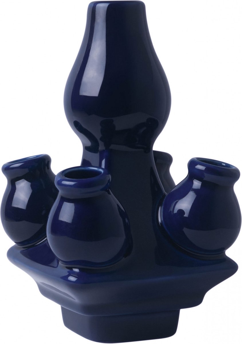 Stapelvaas 3-delig Donkerblauw, geïnspireerd door klassieke Delfts blauwe ontwerpen, met unieke bloemenprint en moderne twist, geleverd in speciale verpakkingsdozen