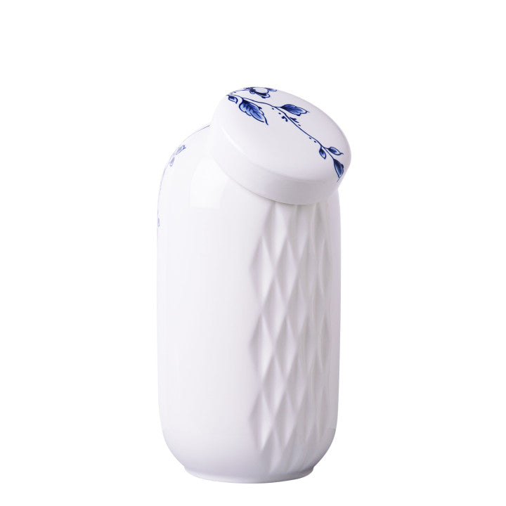 Blauw Vouw Voorraadpot Medium - Een prachtig handgemaakt ontwerp van Romy Kühne, ideaal voor het bewaren van ingrediënten met een vleugje eigentijdse stijl." Laat het me weten als dit goed is, of als je verdere aanpassingen wilt