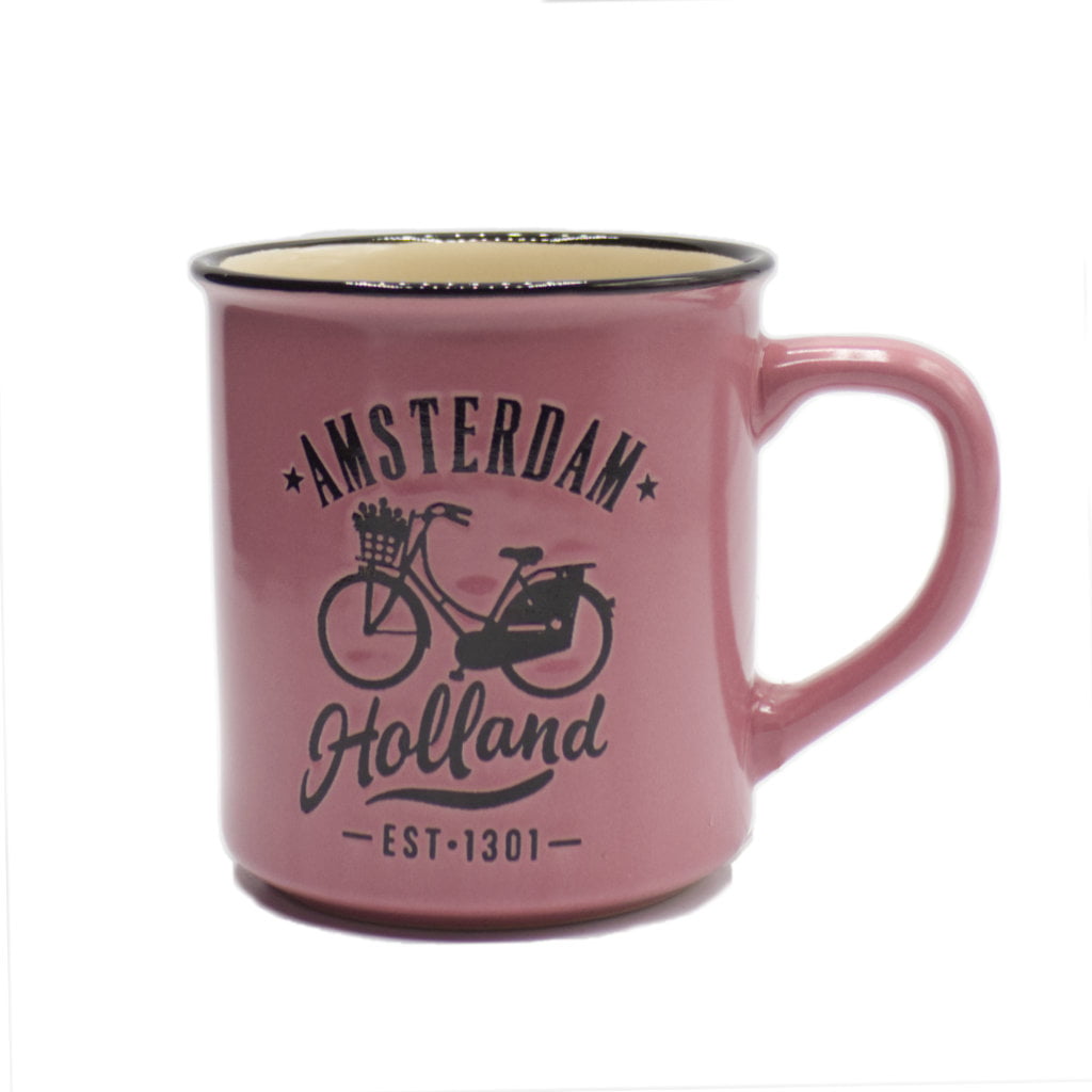 Mok "Amsterdam Fiets Roze " Groot