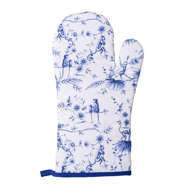 Katoenen ovenwant met Delfts blauwe aapjes uit de Sharing Moments collectie