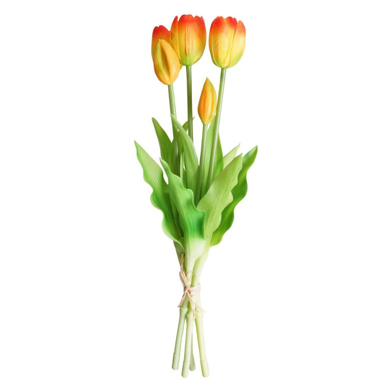 Bosje kunsttulpen in oranje 'Oxford Wonder', 5 stuks, 40 cm lang, ideaal voor interieurdecoratie.