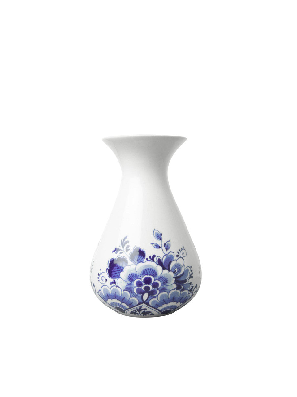 Keramieken vaas van 14,5 cm met Delfts blauw bloemenmotief