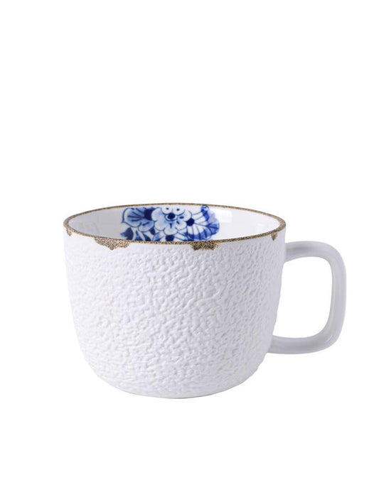 Blauw Bloesem porseleinen mok met oor en subtiel blauw decor
