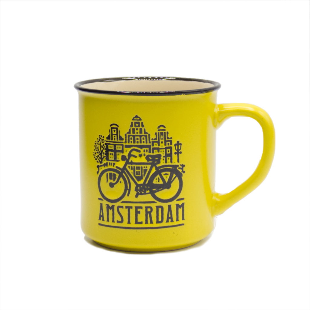 Mok "Amsterdam - Fiets" - Geel Groot