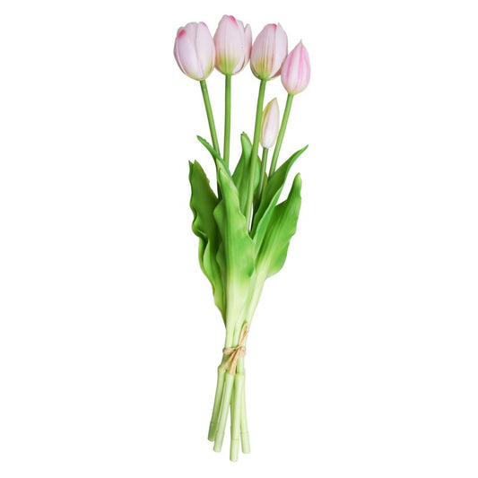Bosje kunsttulpen in roze 'Royal Pride', 5 stuks, 40 cm lang, ideaal voor interieurdecoratie.
